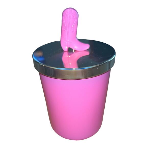DW Home Pink HOWDY Scented Cowgirl Cowboy Candle With Boot Lid - Wild Sage NEW - Picture 3 of 6